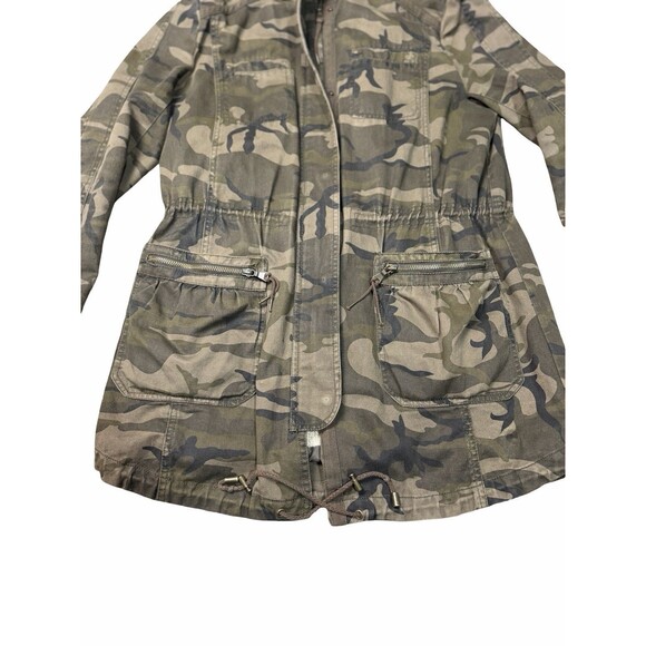 Express Women’s Sz M Camo Hooded Coat Jacket Soft Faux Fur Lined Removable Vest - Picture 6 of 16